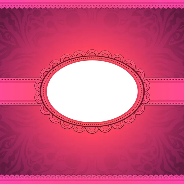 Etiqueta vectorial cuadrada sobre fondo floral rosa — Vector de stock
