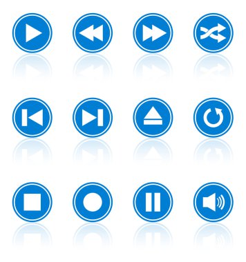 Ortam oynatıcı düğmeleri koleksiyon vektör tasarım elemanları