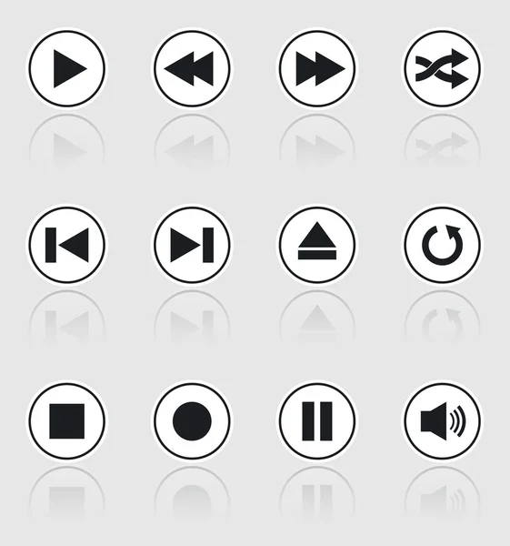 Media player buttons collection vector design elements — Stock Vector