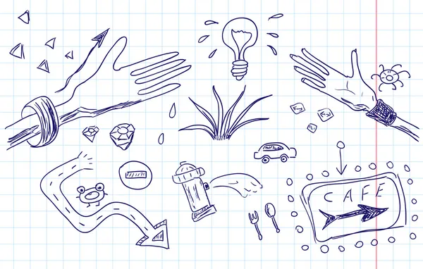 Συρμένο χέρι σκίτσο. doodles σημειωματάριο — Διανυσματικό Αρχείο