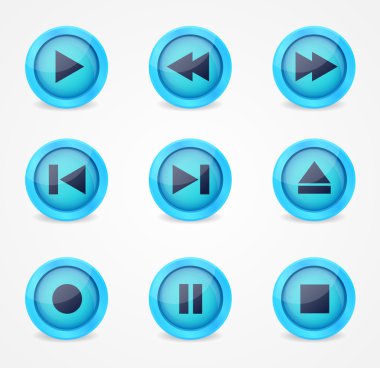 Media player parlak düğmeler koleksiyonu