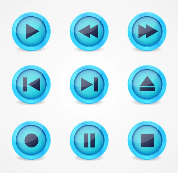 Media player glossy buttons collection — Stock Vector