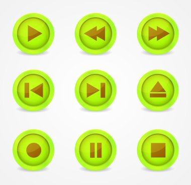 Media player parlak düğmeler koleksiyonu