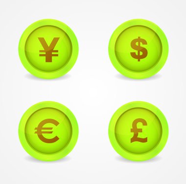 para birimi üzerinde parlak simgeler işaretleri