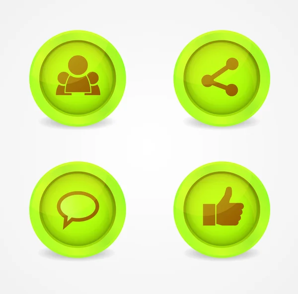 Set of glossy social icons — Stock Vector