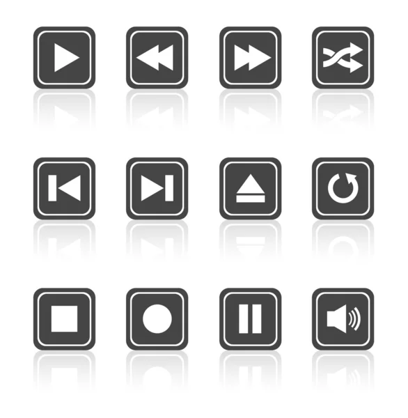 Media player square buttons set — Stock Vector