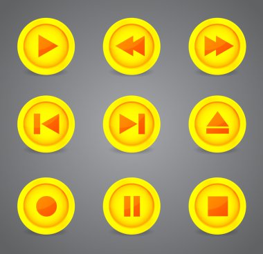 Media player parlak düğmeler koleksiyonu
