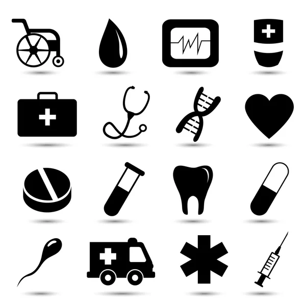 Vector set of medical icons on white background — Stock Vector