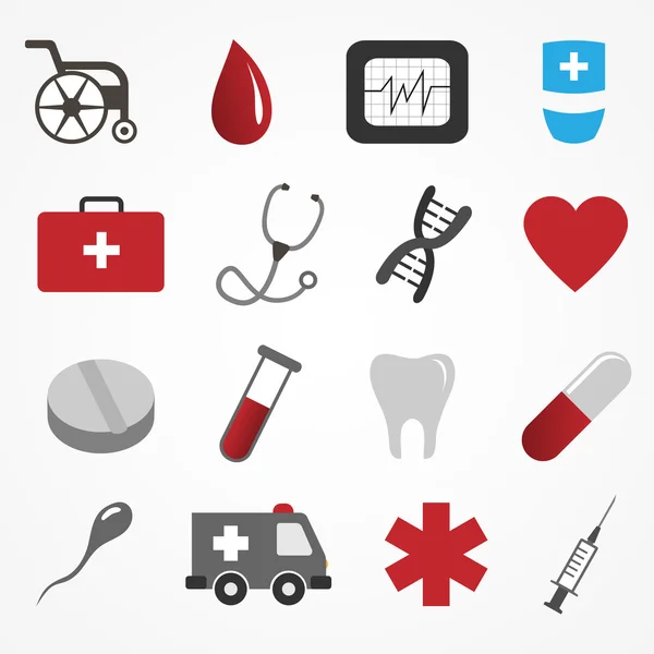 Vector set of medical icons on white background — Stock Vector