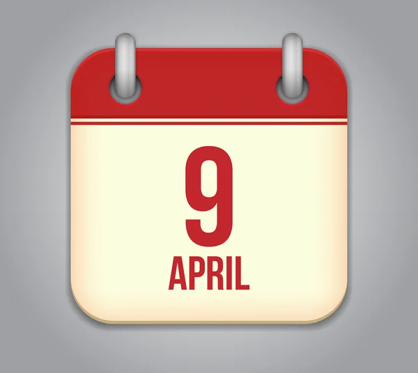 Vektor naptár ikonra. április 9-én — Stock Vector