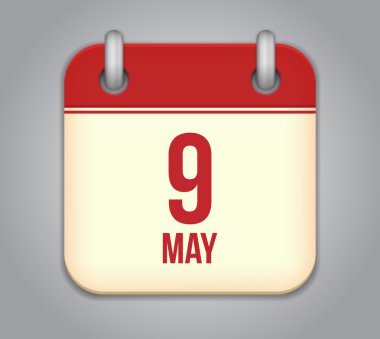 Vector calendar app icon. 9 may clipart