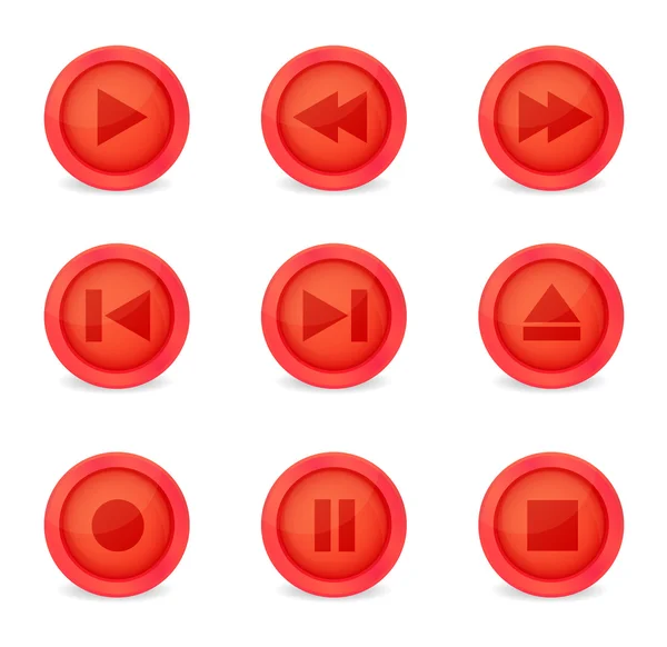 Media player glossy buttons collection — Stock Vector