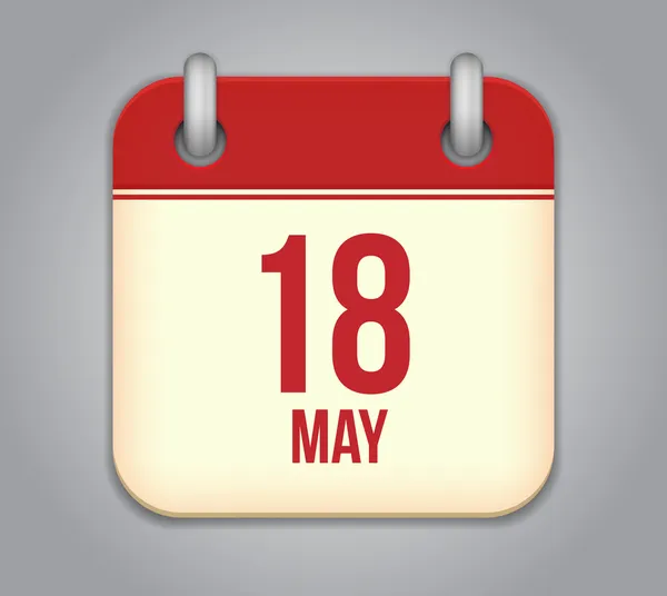 Ícone do aplicativo de calendário vetorial. 18 de Maio — Vetor de Stock