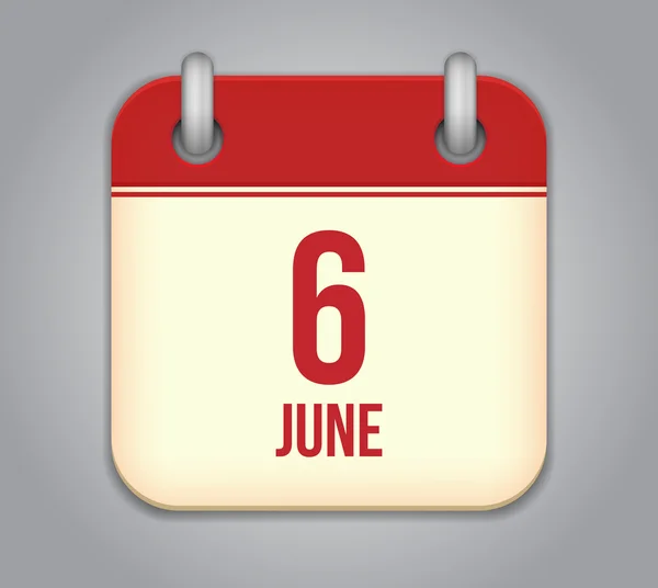 Icône d'application de calendrier vectoriel. 6 juin — Image vectorielle