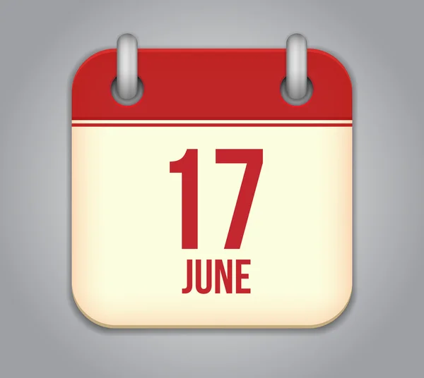 Ícone do aplicativo de calendário vetorial. 17 de Junho — Vetor de Stock