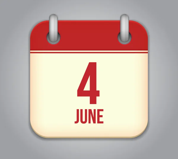 Vektor-Kalender-App-Symbol. 4. Juni — Stockvektor