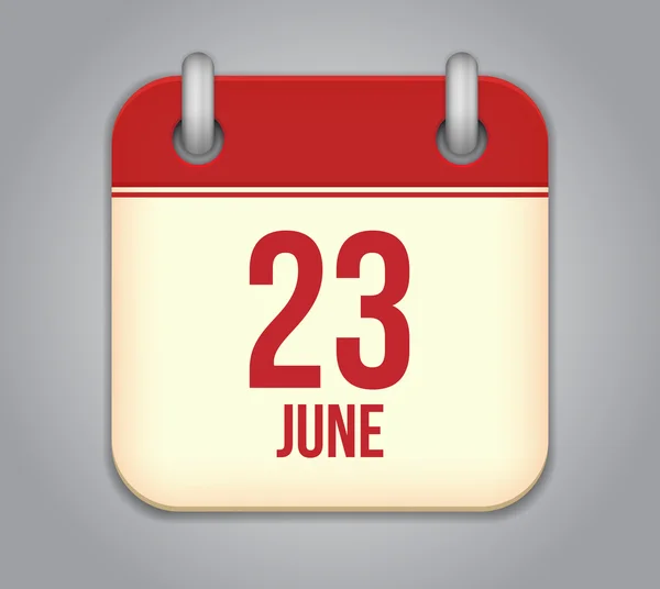 Ícone do aplicativo de calendário vetorial. 23 de Junho — Vetor de Stock