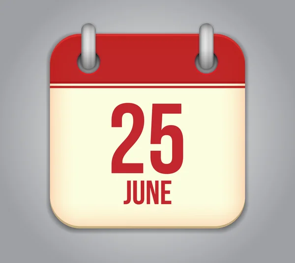 Ícone do aplicativo de calendário vetorial. 25 de Junho — Vetor de Stock