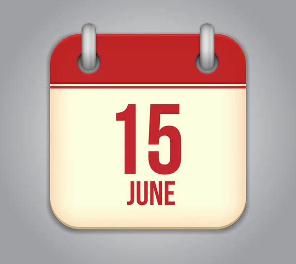 Icono de aplicación de calendario vectorial. 15 de junio — Vector de stock