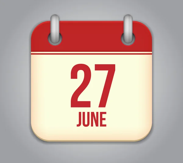Icono de aplicación de calendario vectorial. 27 de junio — Archivo Imágenes Vectoriales