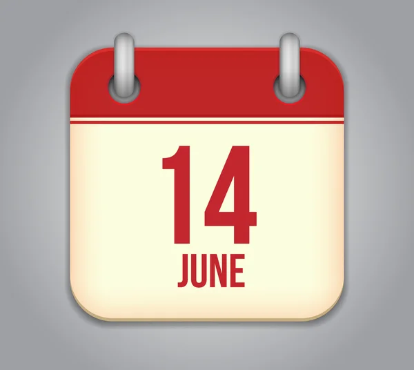 Vektor naptár ikonra. június 14-én — Stock Vector