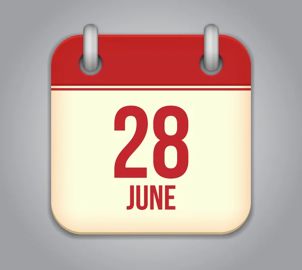 Ícone do aplicativo de calendário vetorial. 28 de Junho — Vetor de Stock