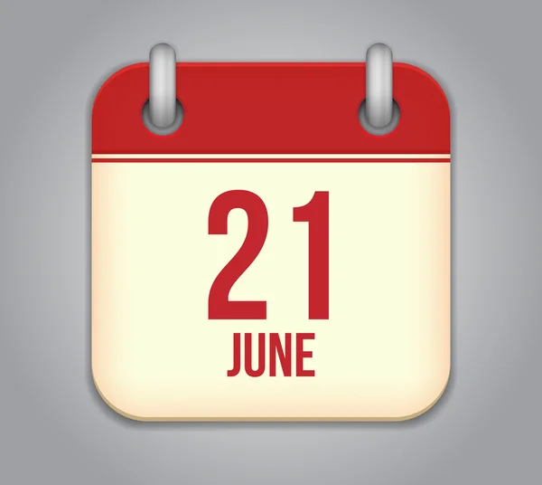 Vector calendar app icon. 21 june — Stock Vector