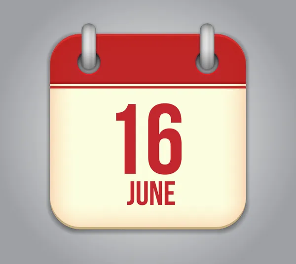 Ícone do aplicativo de calendário vetorial. 16 de Junho — Vetor de Stock