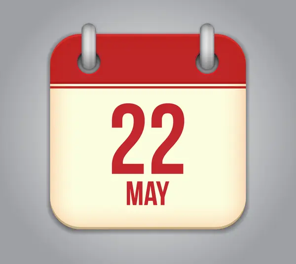 Vektor-Kalender-App-Symbol. 22. Mai — Stockvektor