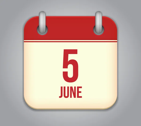 App pictogram van de kalender van de vector. 5 juni — Stockvector