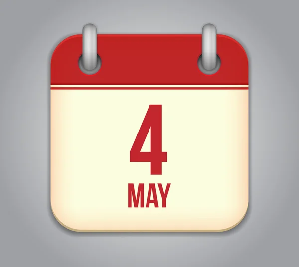 Vektor kalender app ikon. 4 maj — Stock vektor