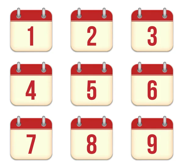 Vektor-Kalender-App-Symbole. 1 bis 9 Tage — Stockvektor