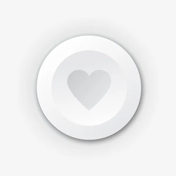 White plastic button with heart — Stock Vector