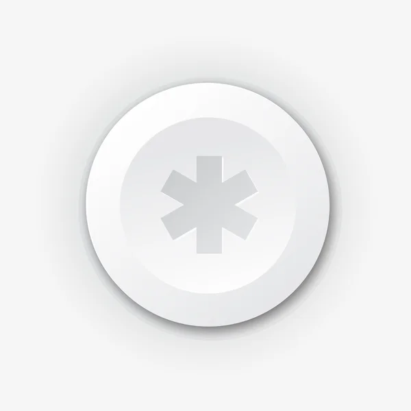 White plastic button with cross — Stok Vektör