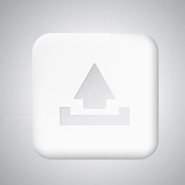 Square white plastic upload button — Stock Vector