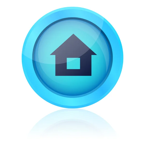 Голубая векторная кнопка с домом — стоковый вектор