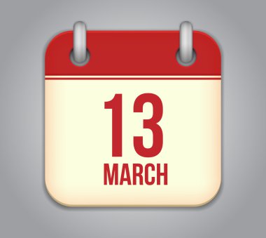 vektörel takvim app simgesi. 13 Mart