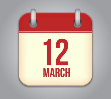 vektörel takvim app simgesi. 12 Mart