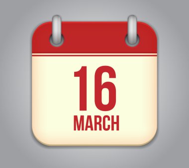 vektörel takvim app simgesi. 16 Mart