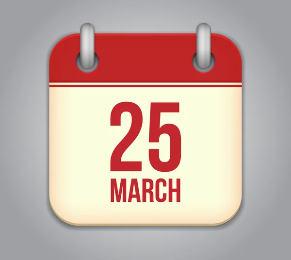 Значок векторного календаря. 25 марта — стоковый вектор