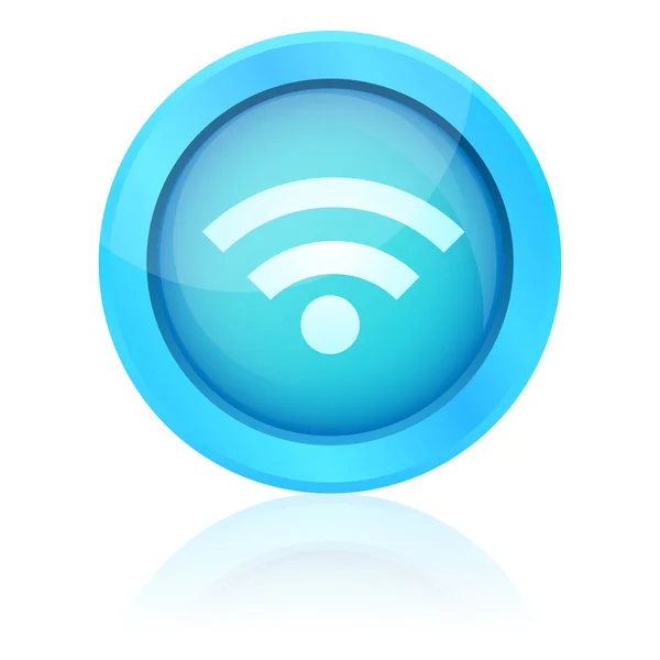 Pulsante wifi vettoriale blu — Vettoriale Stock