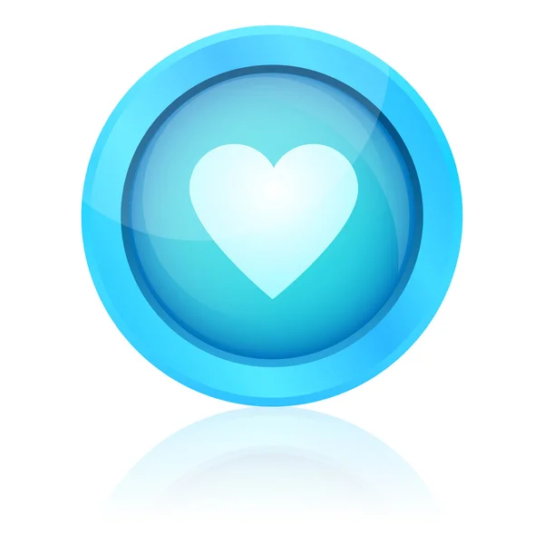 Blue vector heart button — Stock Vector
