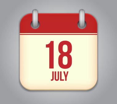 Vector calendar app icon 18 july