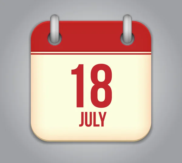 Vector calendar app icon 18 july — Stockvector