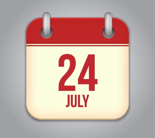 Ícone aplicativo calendário vetorial 24 julho —  Vetores de Stock