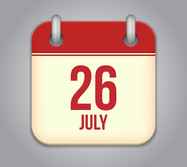 Ícone aplicativo calendário vetorial 26 julho —  Vetores de Stock