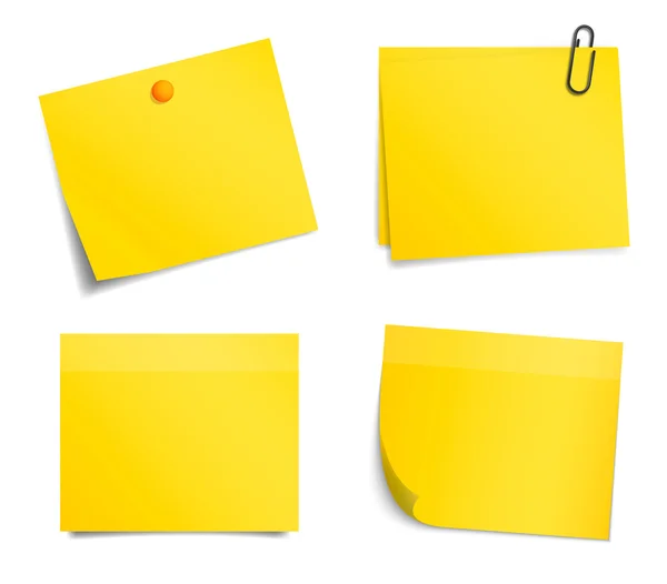 Adhesivos de aviso amarillo vectorial sobre fondo blanco — Vector de stock