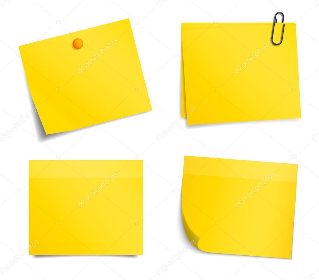 Vector yellow notice stickers on white background