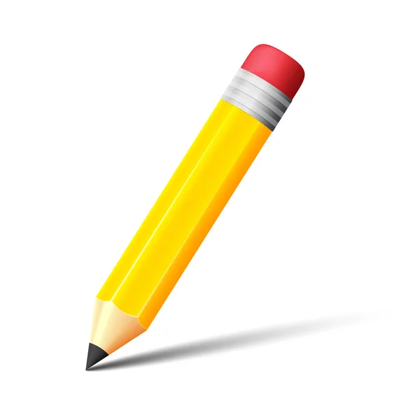 Yellow pencil with eraser vector icon — Stock Vector