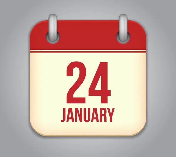 Vector calendar app icon. 24 January — Stock Vector